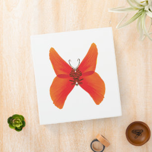 Classeur Papillon rouge orange avec votre nom