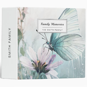 Classeur Papillon sarcelle menthe Fleurs pastel doux