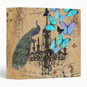 Classeur papillon vintage moderne de bleu de paon de lustre