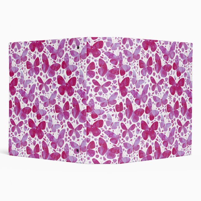 Classeur Papillons Aquarelle Magenta Rose (Arrière-plan)