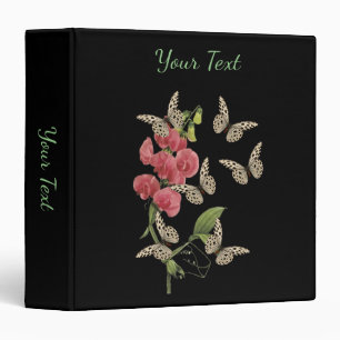 Classeur Papillons Et Fleur De Pois Doux Personnalisé