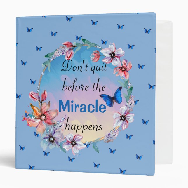Classeur Papillons et fleurs Citation de mentalité positive (Devant/Intérieur)