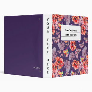 Classeur Papillons et fleurs de pavot
