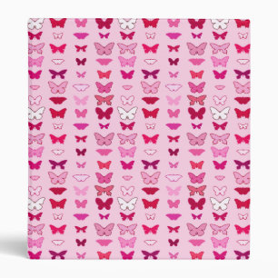 Classeur Papillons, nuances roses et fuchsia