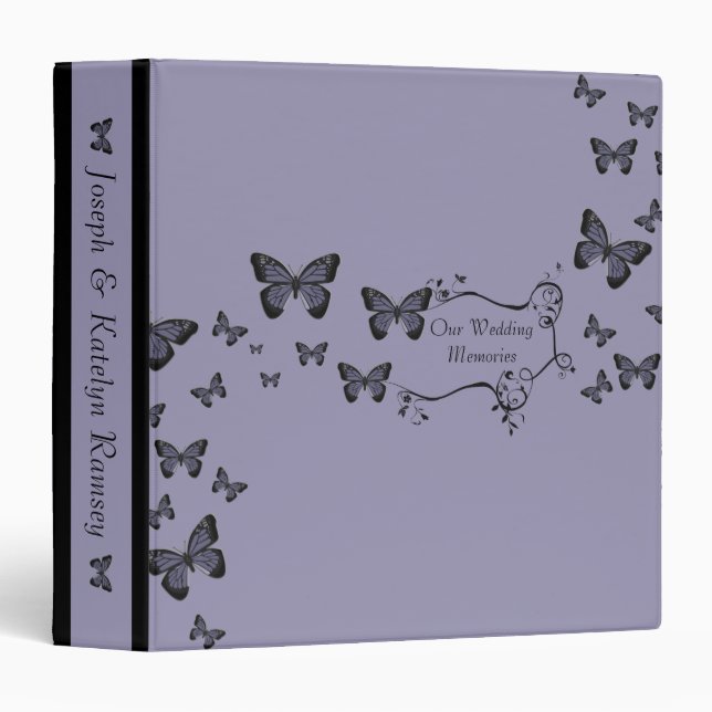 Classeur Papillons pourpres épousant l'album de souvenirs (Devant/Côté)
