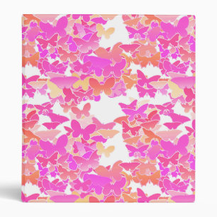 Classeur Papillons, rose, fuchsia et corail