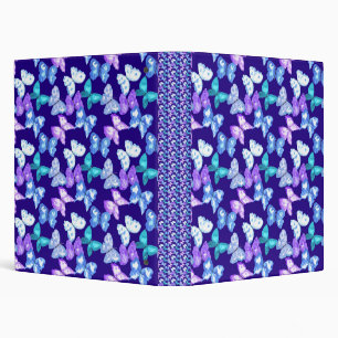 Classeur Papillons violets sur fond bleu foncé