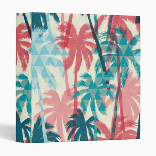 Classeur Paradis tropical - Aqua, Bleu, Palmiers roses