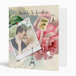 Classeur Paris Mariage Vintage Shabby-Chic Rose Personnalis