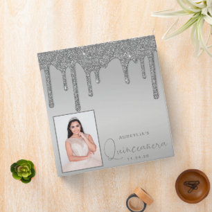 Classeur Parties scintillant argent gouttes Quinceanera Alb