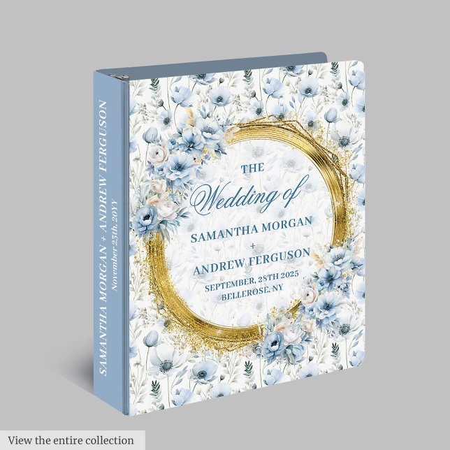 Classeur Parties scintillant bleue Dusty personnalisée Clas (Custom Dusty Blue Glitter Oval Wedding Ring Binder)