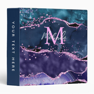 Classeur Parties scintillant bleue et violet marine Agate m