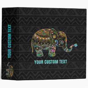 Classeur Parties scintillant colorée Eléphant Floral Tribal
