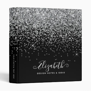 Classeur Parties scintillant d'argent noir blanc élégant Sc