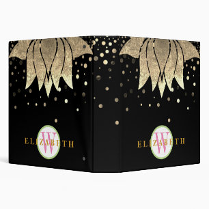 Classeur Parties scintillant d'or noir Foil Confetti Mandal