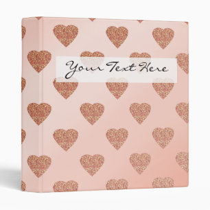Classeur parties scintillant d'or rose amour coeur pois mot