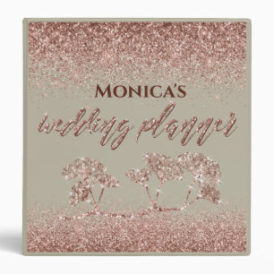 Classeur Parties scintillant d'or rose Gingko Wedding plann