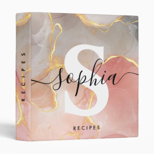 Classeur Parties scintillant d'or rose personnalisée Monogr