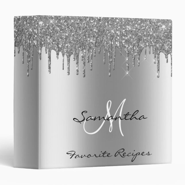 Classeur Parties scintillant d'or rose Recette personnalisé (Devant/Côté)