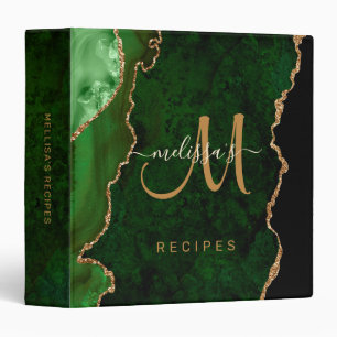 Classeur Parties scintillant d'or vert chic Agate Monogramm