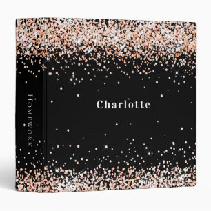 Classeur Parties scintillant en or rose noir scintille nom
