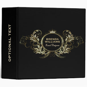 Classeur Parties scintillant Faux Noir Et Or Frame Floral F