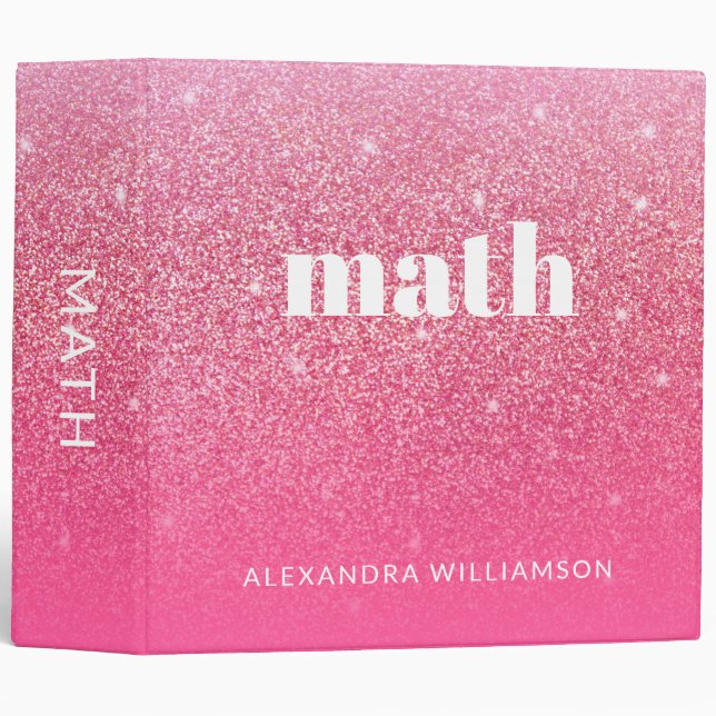 Classeur Parties scintillant Girly Sparkly Rose rose Nom de (Devant/Côté)