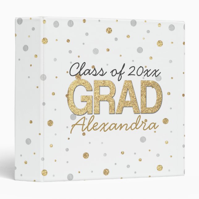 Classeur Parties scintillant Gold Foil Confetti Classement  (Devant/Côté)
