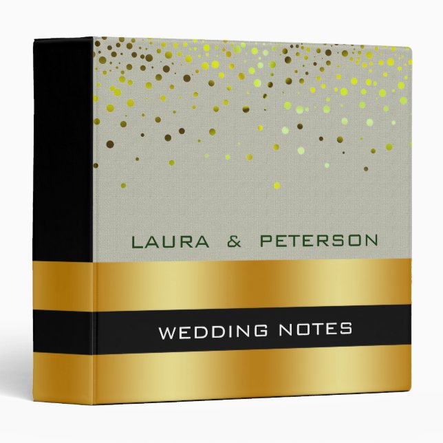 Classeur Parties scintillant Gold Foil Confetti Mariage ver (Devant/Côté)