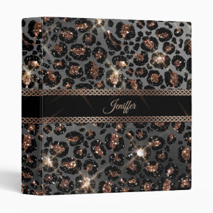 Classeur Parties scintillant Leopard Black Gold personnalis