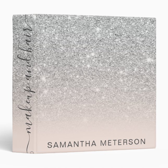 Classeur Parties scintillant moderne argent ombre de maquil (Devant/Côté)