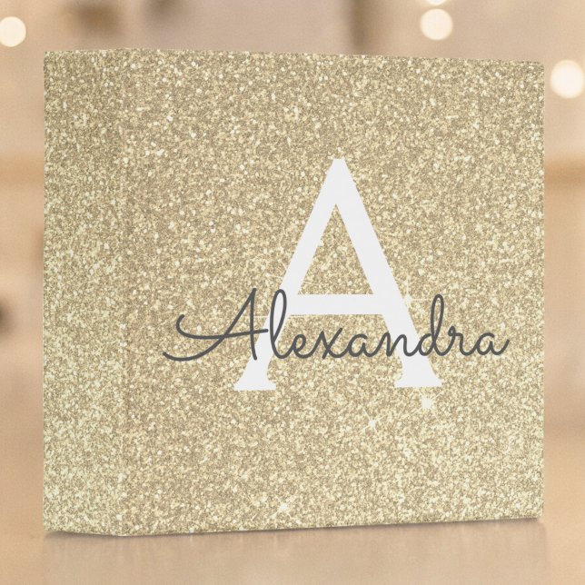 Classeur Parties scintillant Or de luxe et Monogramme étinc (Créateur téléchargé)