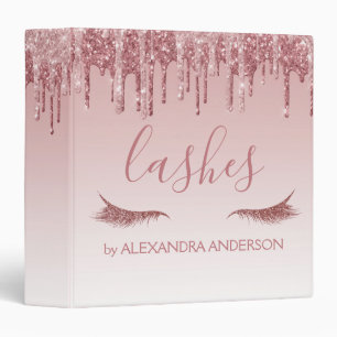 Classeur Parties scintillant or rose et extension Eyelash