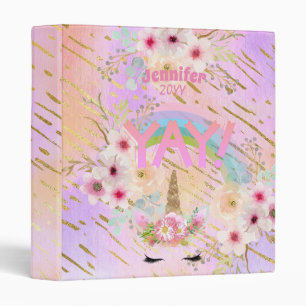 Classeur Parties scintillant Or rose Unicorn Visage Girls M