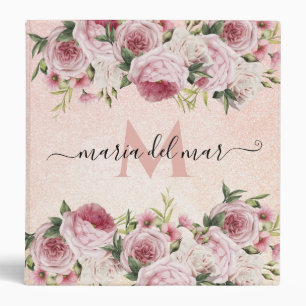 Classeur Parties scintillant rose Rose or fleuri