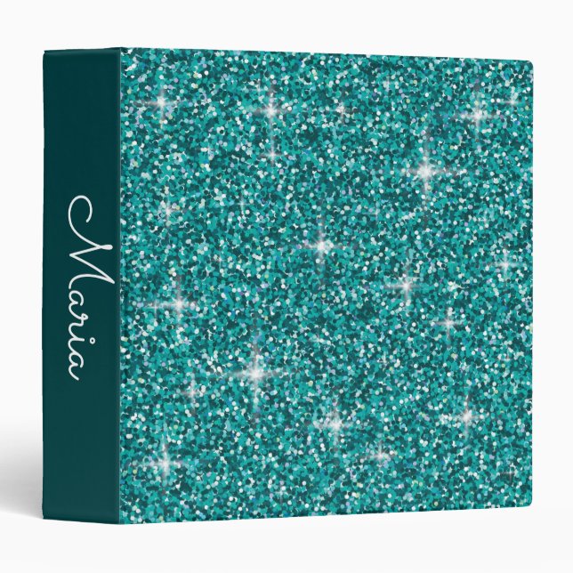 Classeur parties scintillant Turquoise irisée (Devant/Côté)