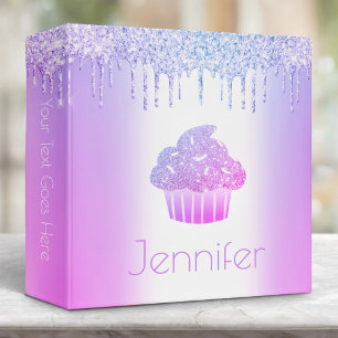 Classeur Parties scintillant violet cupcake goutte moderne 