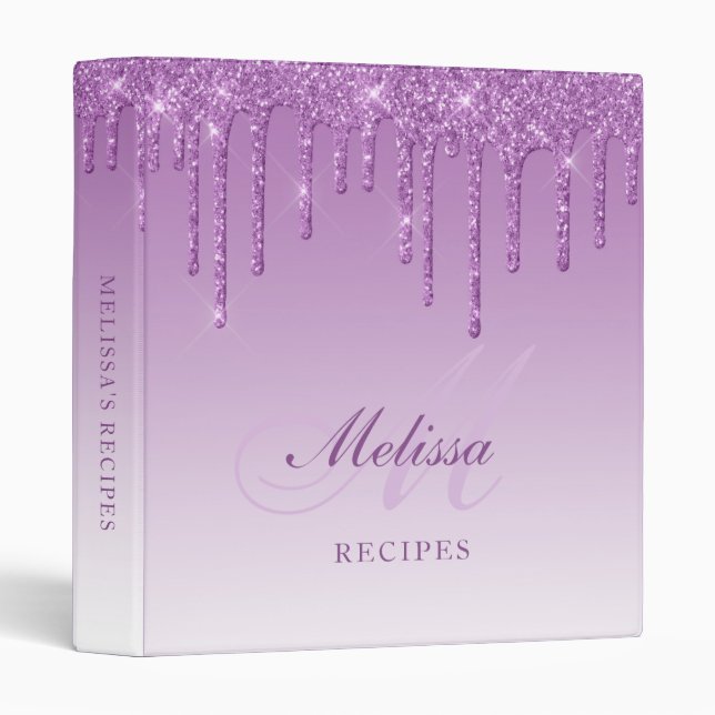 Classeur parties scintillant violet goutte rendre recette m (Devant/Côté)