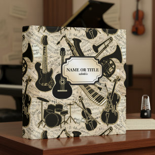Classeur Partition de musique et instruments Noir/Or ID481