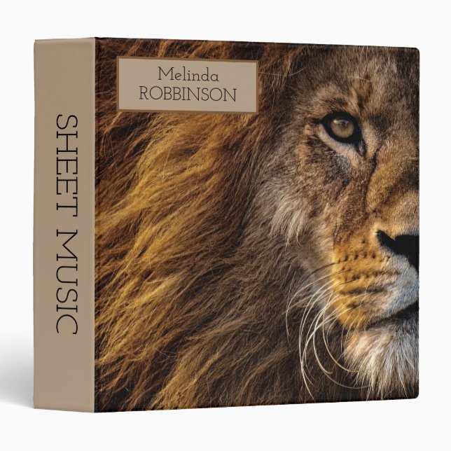 Classeur Partition faciale de lion personnalisée (Devant/Côté)