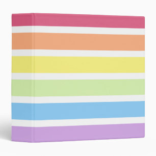 Classeur Pastel Arc-en-ciel rayures colorées horizontales