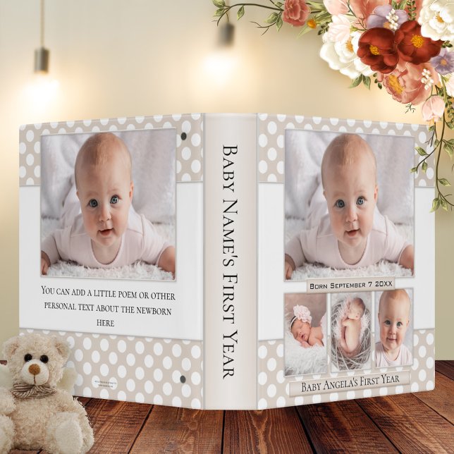 Classeur Pastel Chocolate Polka Dot Dream Baby Photo Classe (Créateur téléchargé)