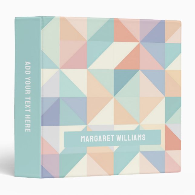 Classeur Pastel Colours Motif géométrique Design (Devant/Côté)