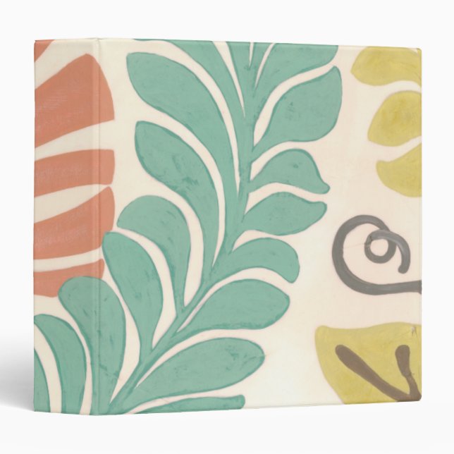 Classeur Pastel Floral Vines et Feuilles sur Arrière - plan (Devant/Côté)