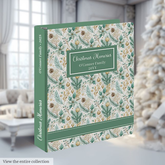 Classeur Pastel Green Christmas Flowers Luxe Planner Binder (Pastel Green Christmas Flowers Luxe Planner Binder)
