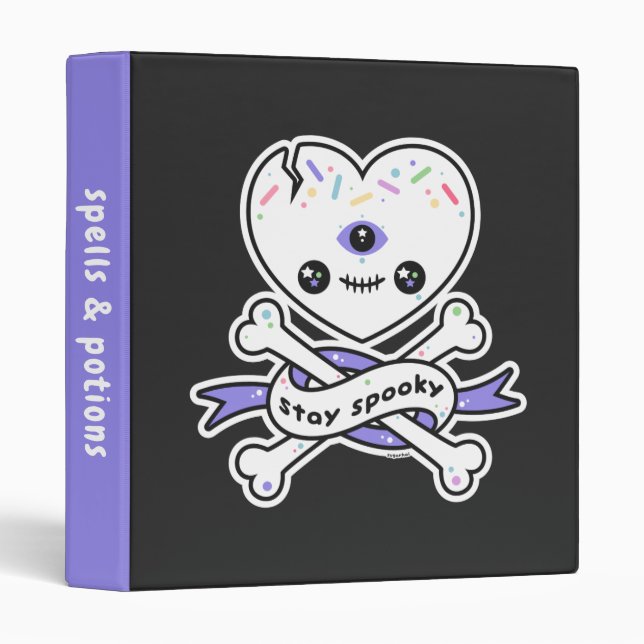 Classeur Pastel Grunge Candy Sprinted Crâne de coeur (Devant/Côté)