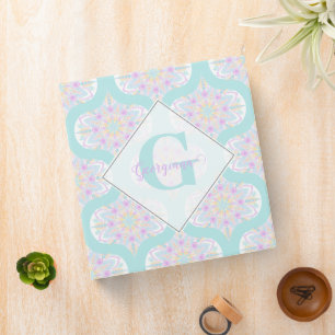 Classeur Pastel personnalisé Arc-en-ciel Floral Mandala Mid