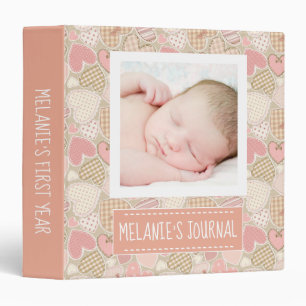 Classeur Pastel Pink Artisanat Coeurs Personnalisé Baby Gir