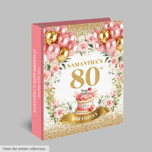 Classeur Pastel Pink Gold 80th Birthday Photo Album Classeu