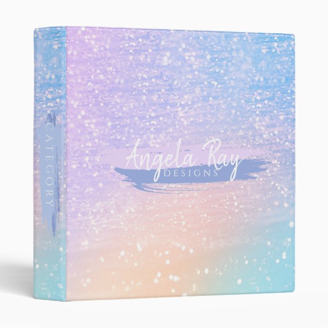 Classeur Pastel Rainbow Parties scintillant moderne Glam 3  (Devant/Côté)